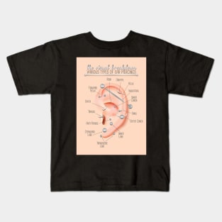 Ear Piercing Chart Infographic Kids T-Shirt